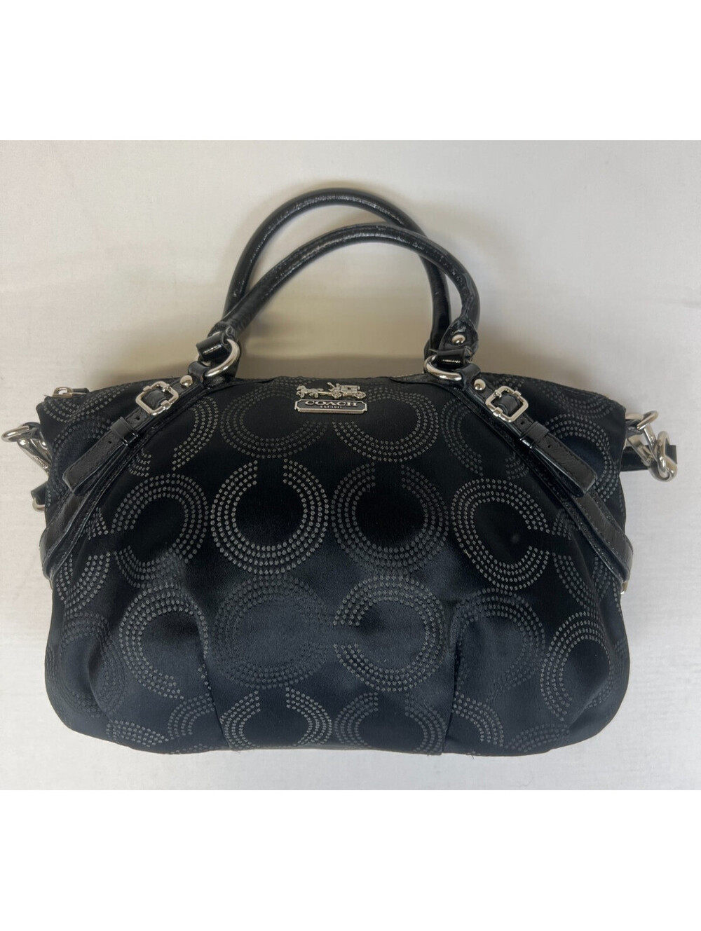 Coach Black Optic C Dotted Satin Satchel Bag F1093-15986 Y2K